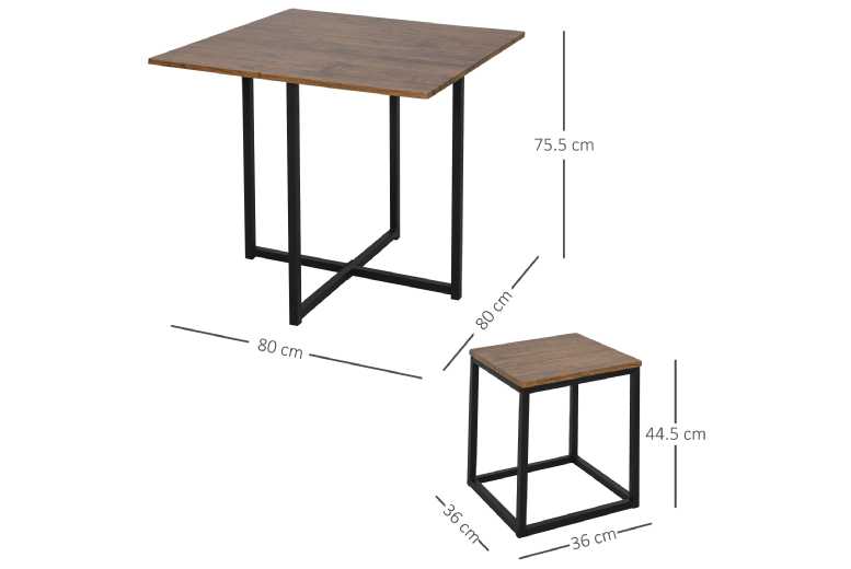 HOMCOM Industrial Chic Kitchen Table & Stool Set – Compact, Durable, Modern Style | Wowcher