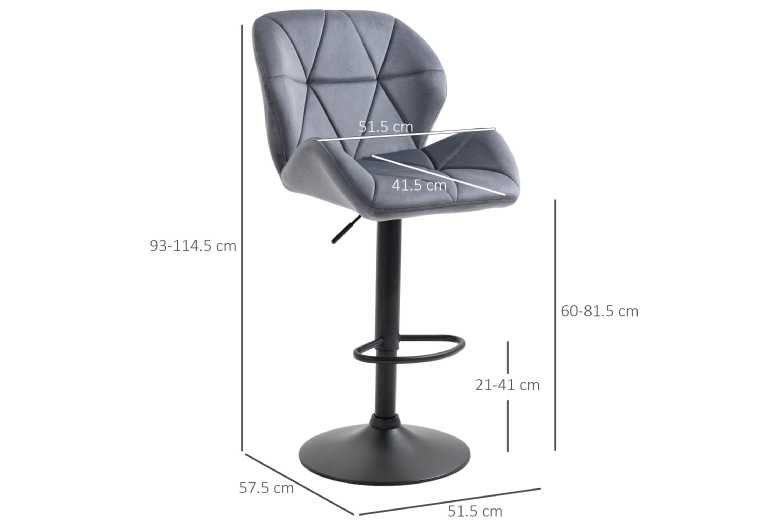 HOMCOM Adjustable Fabric Bar Stool Set – Modern Plush Seating, Height Adjustable, Sturdy Build | Wowcher