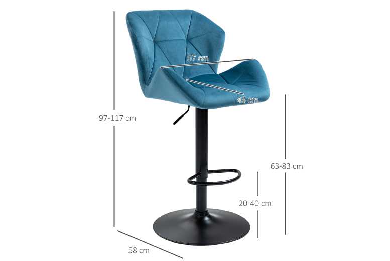 Chic HOMCOM Blue Bar Stools Set Chic HOMCOM Blue Bar Stools Set