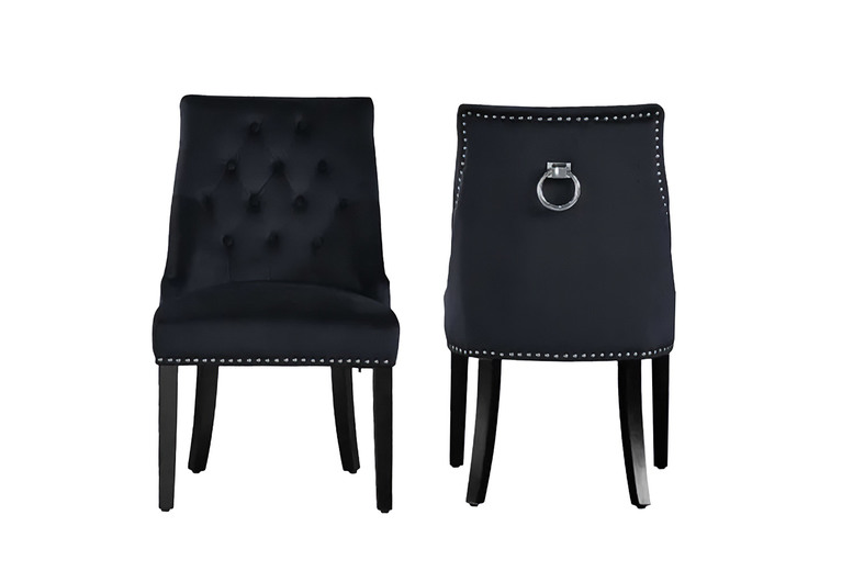 Set of 6 Black Velvet Knocker Back Dining Chairs – Classic Elegance, Plush Comfort, Sturdy Wood Legs | Wowcher Set of 6 Black Velvet Knocker Back Dining Chairs – Classic Elegance, Plush Comfort, Sturdy Wood Legs | Wowcher