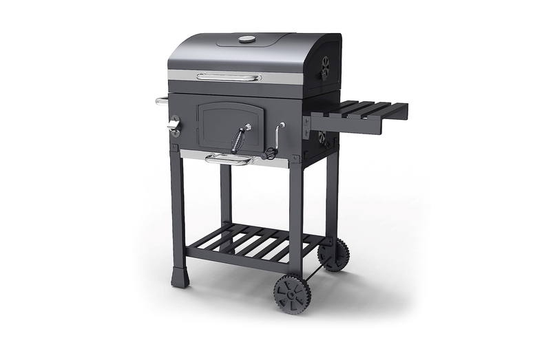 Large Charcoal Bbq Grill Trolley In Stainless Steel | Wowcher
