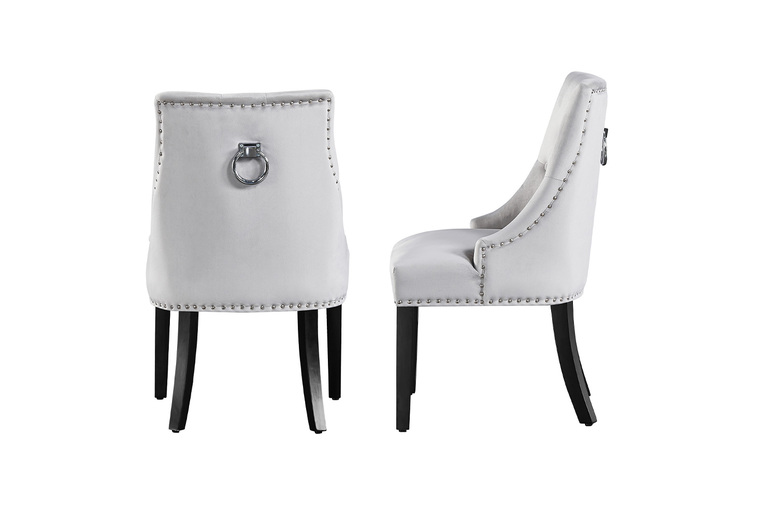 2 Cheshire Velvet Chairs with Knocker – Black or Grey | Wowcher 2 Cheshire Velvet Chairs with Knocker – Black or Grey | Wowcher