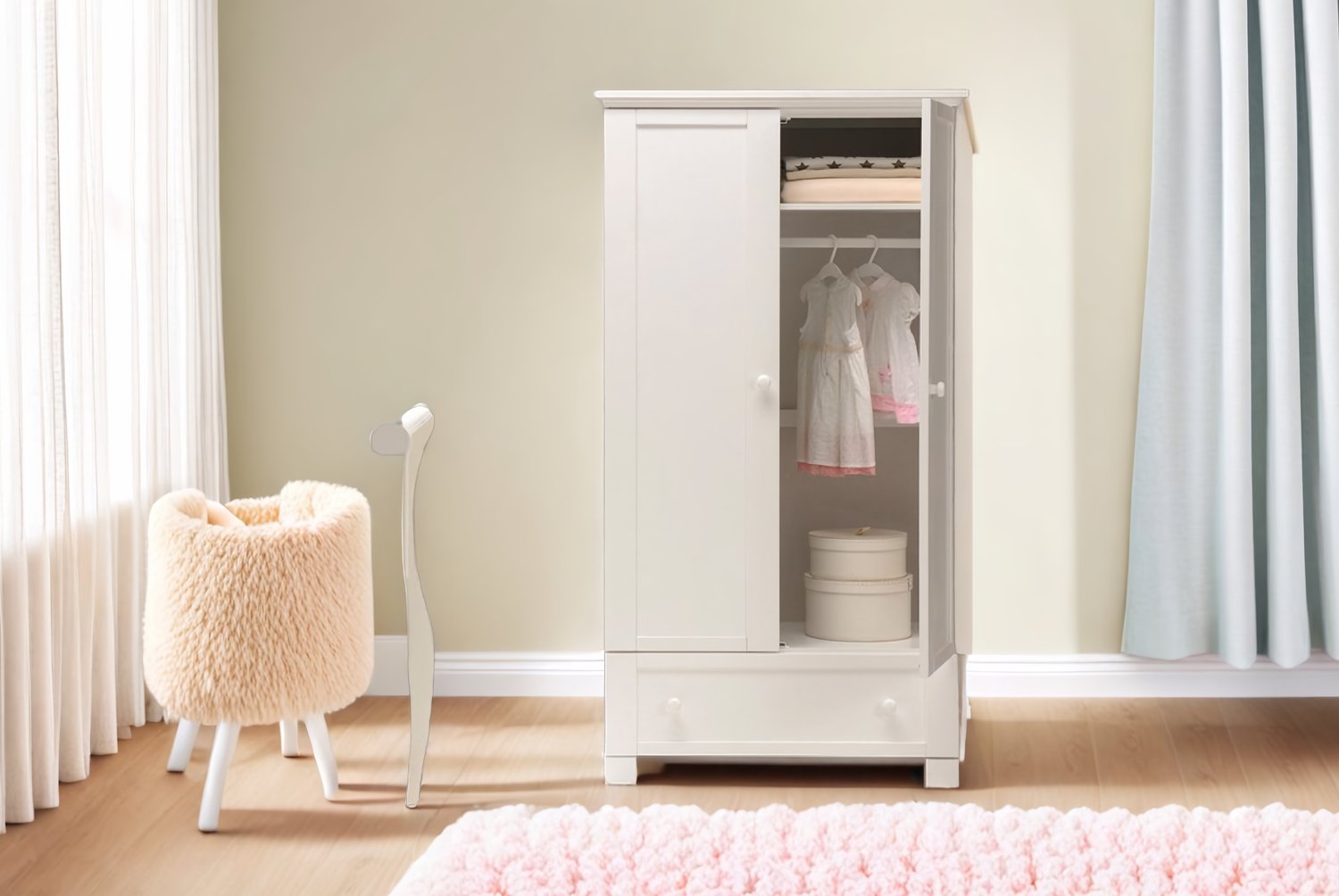 Montreal White MDF Contemporary Nursery & Bedroom Wardrobe with Drawer & Shelf – Durable Storage Solution | Wowcher Montreal White MDF Contemporary Nursery & Bedroom Wardrobe with Drawer & Shelf – Durable Storage Solution | Wowcher