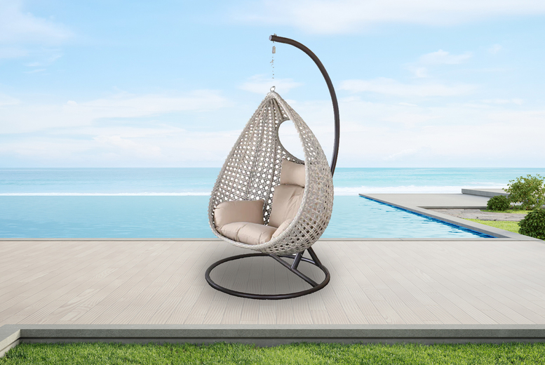Weather-Resistant Rattan Hanging Egg Chair | Wowcher Weather-Resistant Rattan Hanging Egg Chair | Wowcher