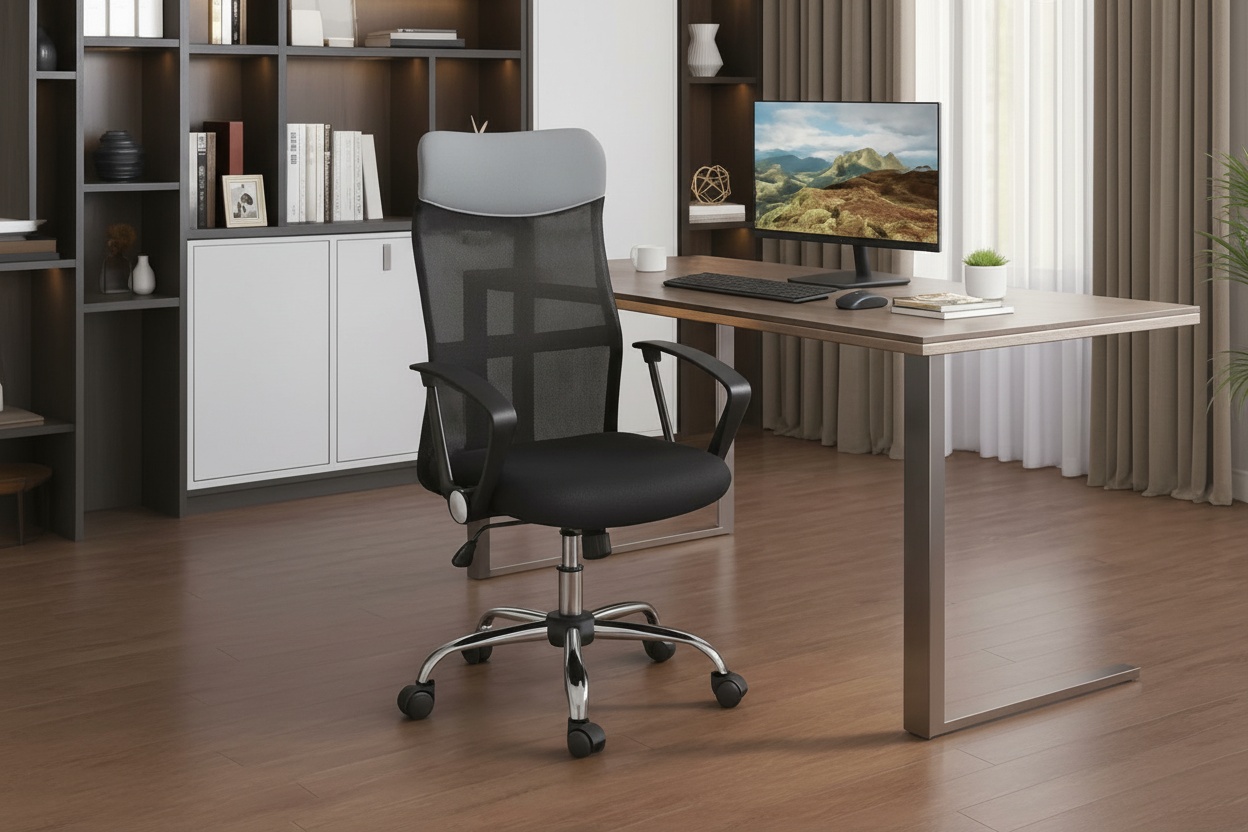 HOMCOM Ergonomic Mesh Office Chair - Adjustable Height, Breathable Fabric, 120kg Capacity | Wowcher