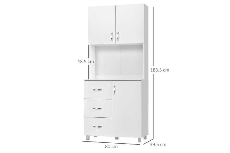 HOMCOM Stylish Kitchen Cupboard, White | Wowcher HOMCOM Stylish Kitchen Cupboard, White | Wowcher