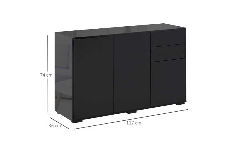 HOMCOM High Gloss Sideboard – Stunning Black Finish | Wowcher