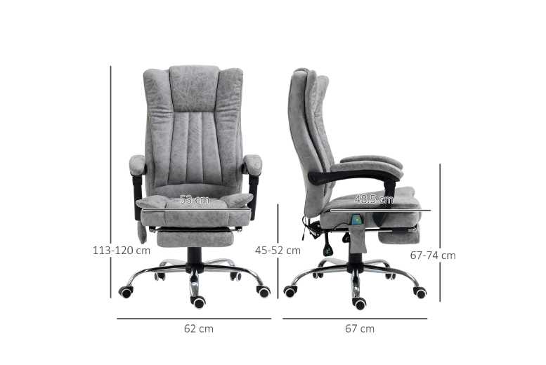 Vinsetto Modern Grey Reclining Fabric Massage Chair – Swivel Recliner, Adjustable Height, Plush Microfibre | Wowcher Vinsetto Modern Grey Reclining Fabric Massage Chair – Swivel Recliner, Adjustable Height, Plush Microfibre | Wowcher