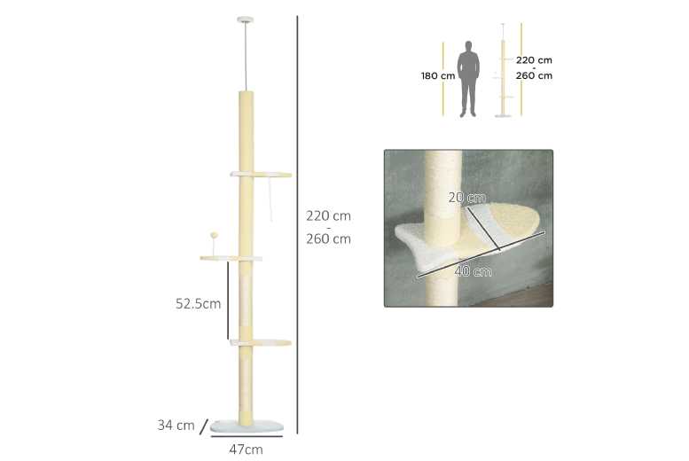 PawHut Adjustable Cat Tree Tower | Wowcher