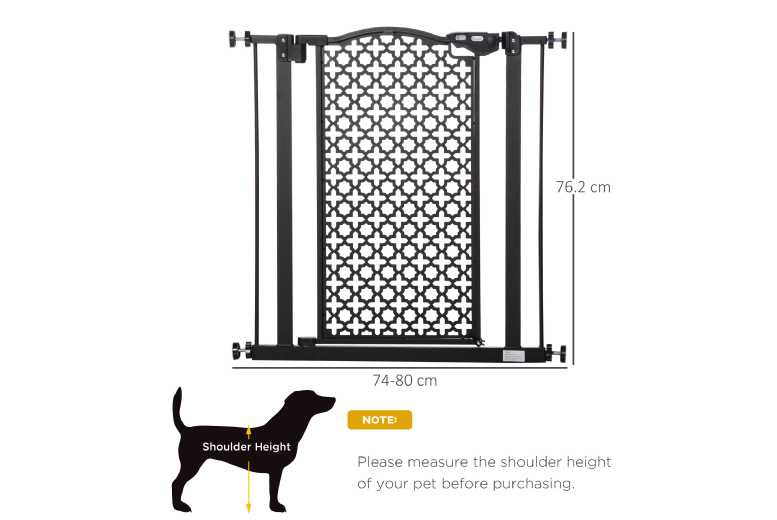 Heavy-Duty Adjustable Dog Gate Barrier – Pressure Fit, Black, For Doorways & Hallways | Wowcher
