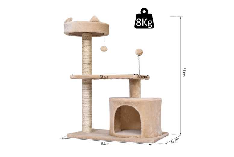 PawHut 3-Tier Cat Tree – Sisal Scratching Post, Plush Perches, Space-Saving Design | Wowcher