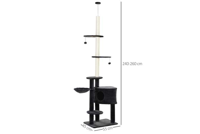 Multi-Level Plush Carpet Cat Tree Tower – Modern Sturdy Climbing Furniture | Wowcher