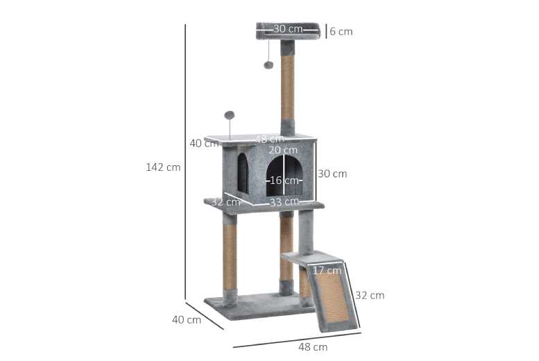 Chic Grey Multi-Level Cat Tree – Plush Climbing Tower for Kittens & Cats | Wowcher Chic Grey Multi-Level Cat Tree – Plush Climbing Tower for Kittens & Cats | Wowcher