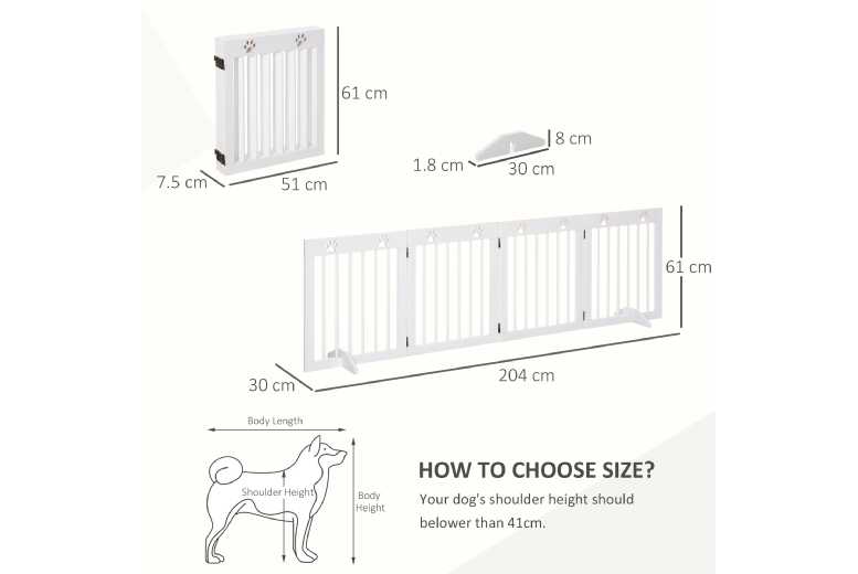 PawHut Premium 4-Panel Wooden Dog Gate – Freestanding, Foldable, Indoor Safety Barrier for Small & Medium Breeds | Wowcher