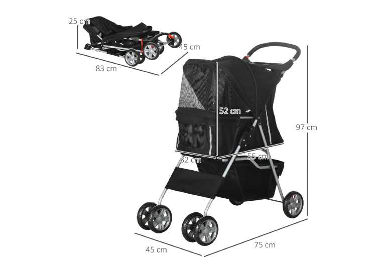 PawHut Premium Foldable Pet Stroller | Wowcher