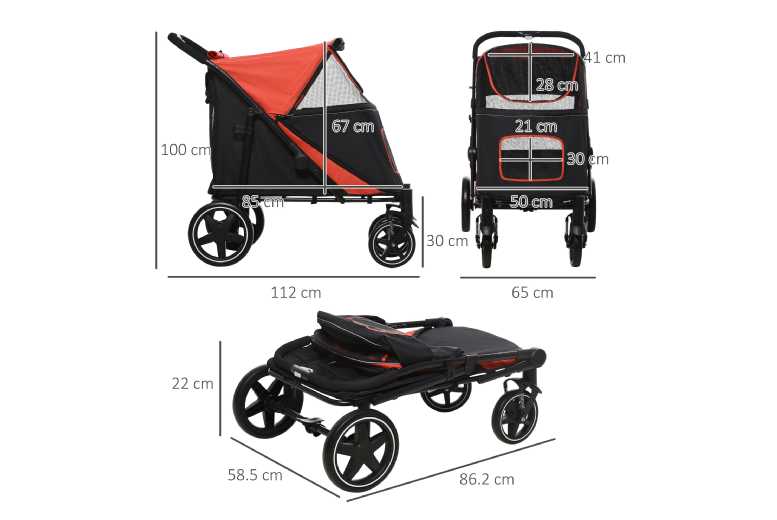 PawHut Deluxe Foldable Dog Stroller with Brakes – Heavy-Duty, All-Weather, Large Pet Carrier | Wowcher