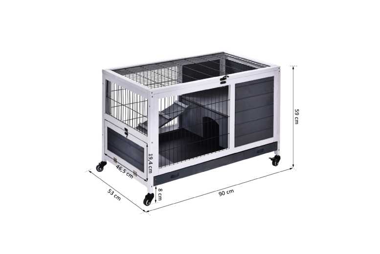 PawHut Elegant Grey Indoor Rabbit & Guinea Pig Hutch – Easy Clean Lift-Top, Durable Wood, Modern Style | Wowcher