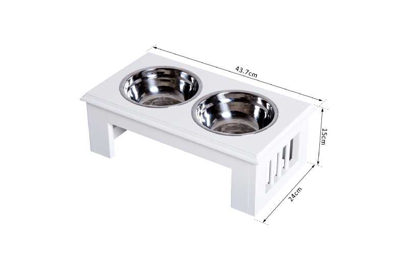 PawHut Premium Elevated Stainless Steel Dog Feeder – Non-Slip, Easy Clean, White | Wowcher