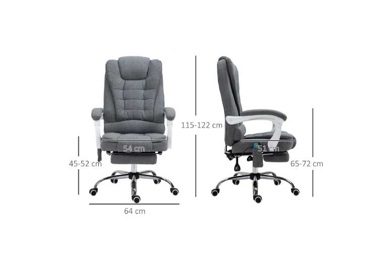 Vinsetto Luxury Ergonomic Massage Office Chair – Grey Linen, Adjustable Height, Reclining with Footrest, Heated Six-Point Massage | Wowcher Vinsetto Luxury Ergonomic Massage Office Chair – Grey Linen, Adjustable Height, Reclining with Footrest, Heated Six-Point Massage | Wowcher