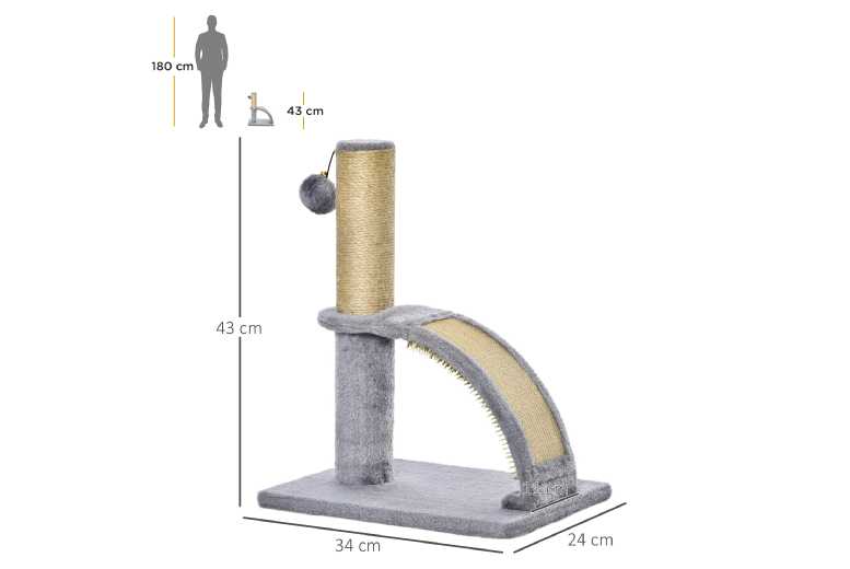 Ultimate Climbing Cat Tree Activity - Grey Jute Scratching Post, Plush Perch & Hanging Toy | Wowcher