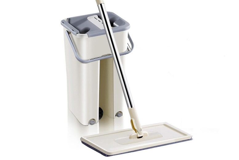 Flat Squeeze Mop Bucket Set – Microfibre, 2-in-1 All-Surface Cleaner, Space-Saving Design | Wowcher