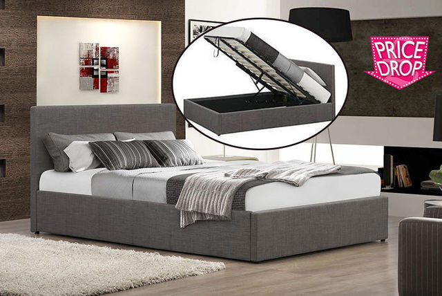 Fabric Ottoman Gas Lift Storage Bed - With Optional Memory Mattress! From £129 (from FTA Furnishing) for a fabric ottoman storage bed, from £199 to include a memory foam mattress - choose from two colours and save up to 67% - Fabric Ottoman Gas Lift Storage Bed - With Optional Memory Mattress!