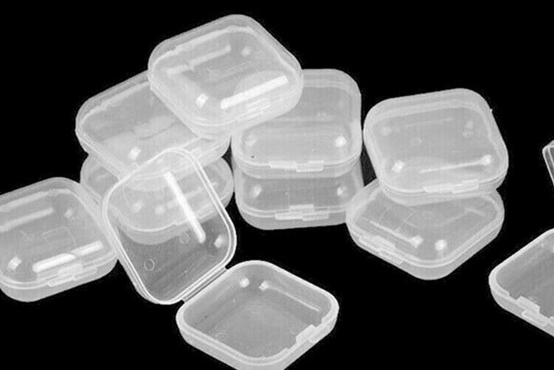 10 Piece Compact Plastic Mini Jewellery Storage Box Set – Clear, Stackable, Portable | Wowcher
