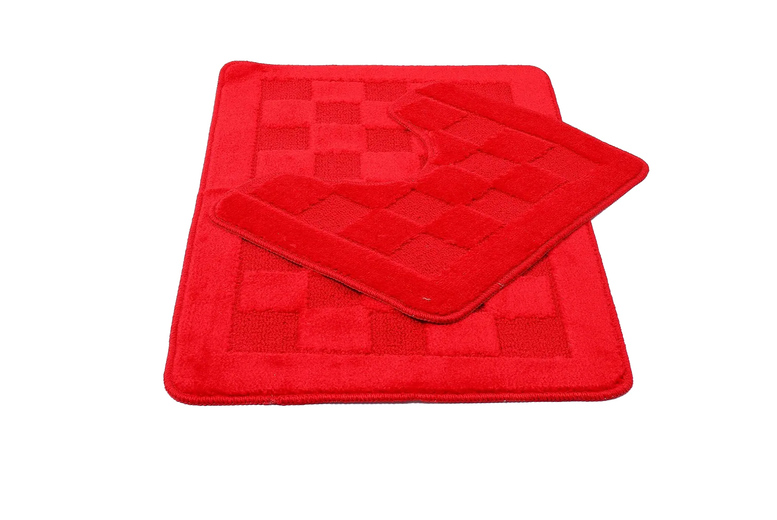Square Chequered Non-Slip Bath Mat Set – 12 Colours, Quick-Dry Polyester | Wowcher