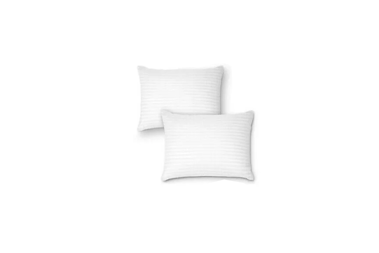 Hotel Quality Hollowfibre Stripe Pillows – Breathable, Machine Washable, Standard Size Polycotton | Wowcher