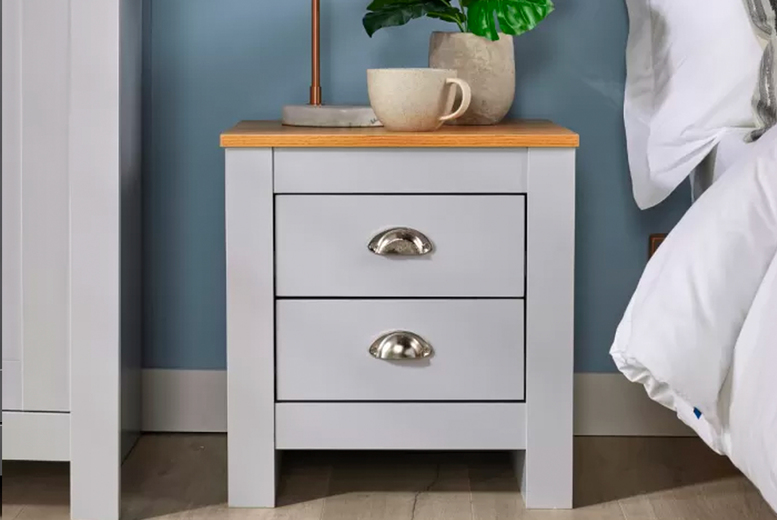 Camden Contemporary Two-Drawer Bedside Table - Metal Handles, Compact Storage, 3 Colours | Wowcher