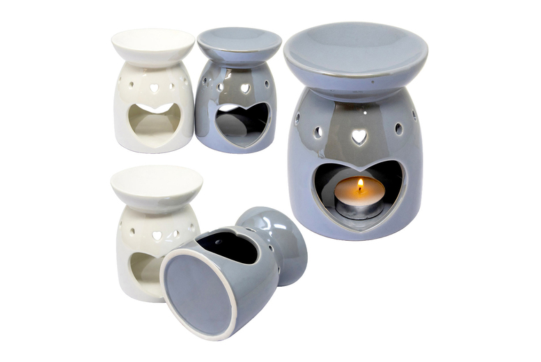Heart-Shaped Ceramic Wax Melt Burner - Modern Home Decor Accent, Compact Size, Gift-Ready | Wowcher