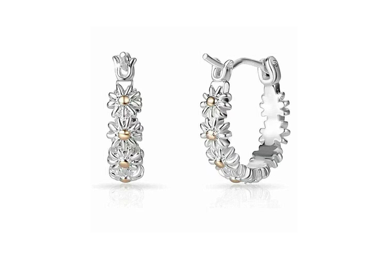 Elegant Silver Daisy Chain Hoop Earrings | Wowcher