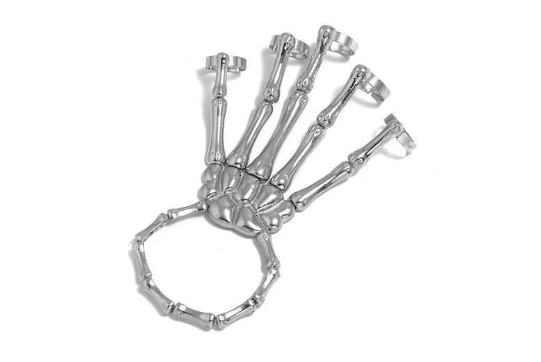 Punk Skeleton Hand Bone Statement Ring – Adjustable Alloy Gothic Jewellery | Wowcher