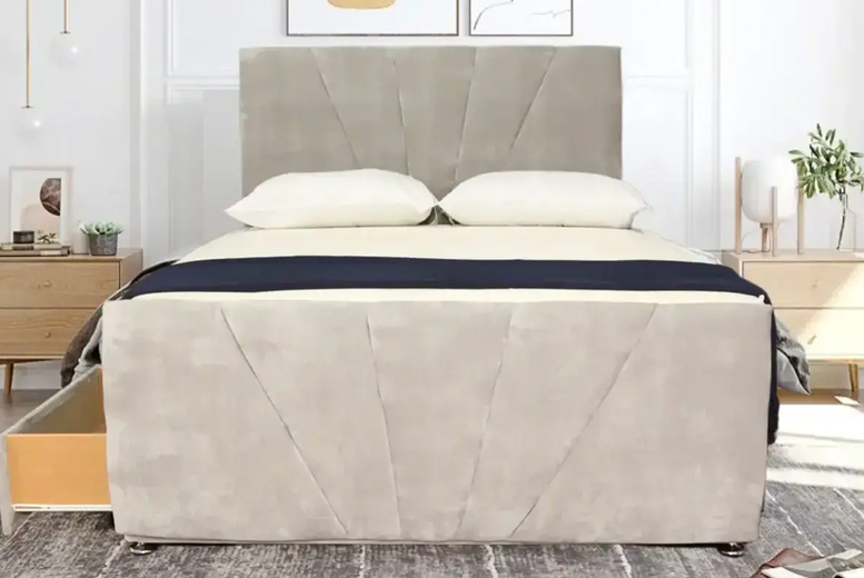 Crushed Velvet Divan Bed and Mattress at LivingSocial