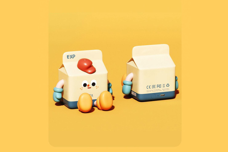 Cartoon Milk Box LED Table Night Light & Phone Holder – Warm Yellow, Rechargeable, Child-Friendly | Wowcher