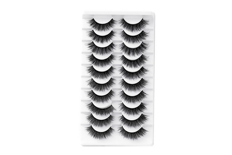 Luxury False Eyelashes 10-Pack – Wispy Fluffy Synthetic, Lightweight, Reusable | Wowcher