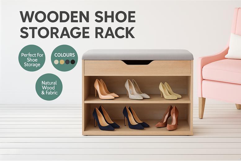 Wooden Shoe Storage Rack Deal Wowcher - Main Image