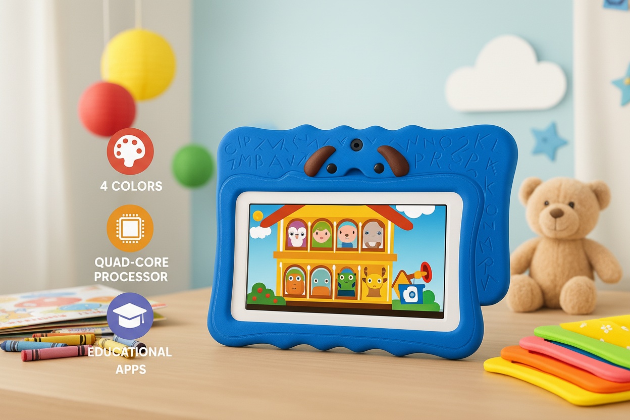 Interactive Children’s High Performance Android Tablet – Quad-Core, 8GB Storage, 1024×600 HD, Portable, 3 Colours | Wowcher