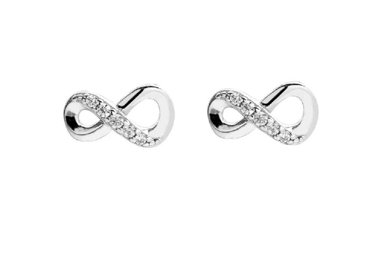 Infinity Stud Earrings - Elegant Silver, Gold, or Rose Gold | Wowcher
