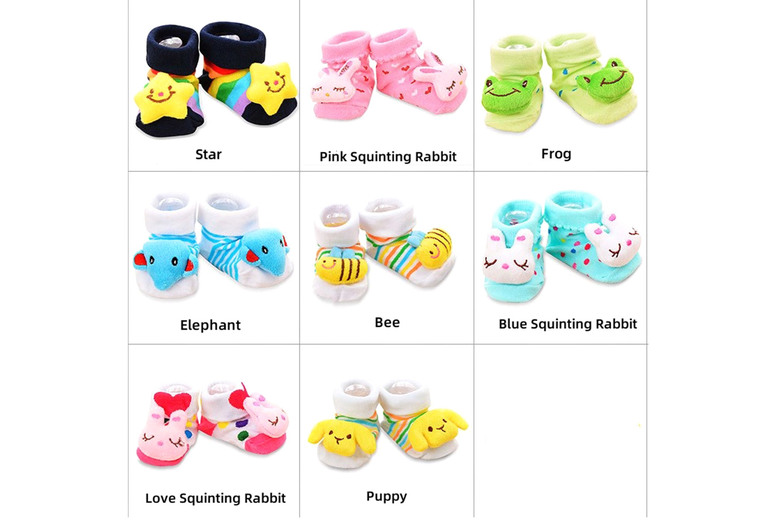 Combed Cotton Non-Slip Baby Booties Socks – Unisex, 0-18 Months, 3D Animal Designs | Wowcher