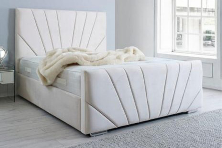 Sunrise Linear Upholstered Bed with Mattress Options | Wowcher Sunrise Linear Upholstered Bed with Mattress Options | Wowcher