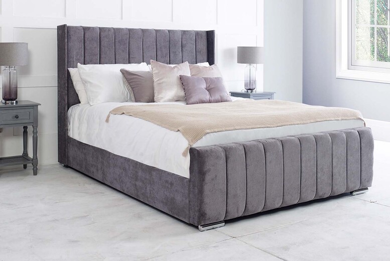 Grey Savoy Wingback Bed with Mattress Options | Wowcher Grey Savoy Wingback Bed with Mattress Options | Wowcher