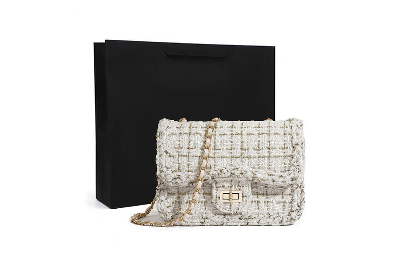 Unisex WHITE / -:A trendy textured shoulder bag | Wowcher