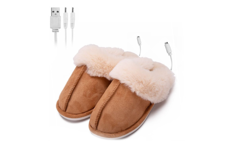 Unisex BROWN / -:A pair of USB heated UGG- slippers | Wowcher