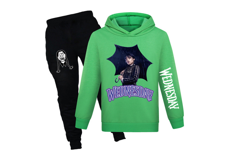Wednesday Addams Kids Jogger Set – 65% Cotton, Fun Prints, Unisex, Ages 2-14, 9 Colours | Wowcher