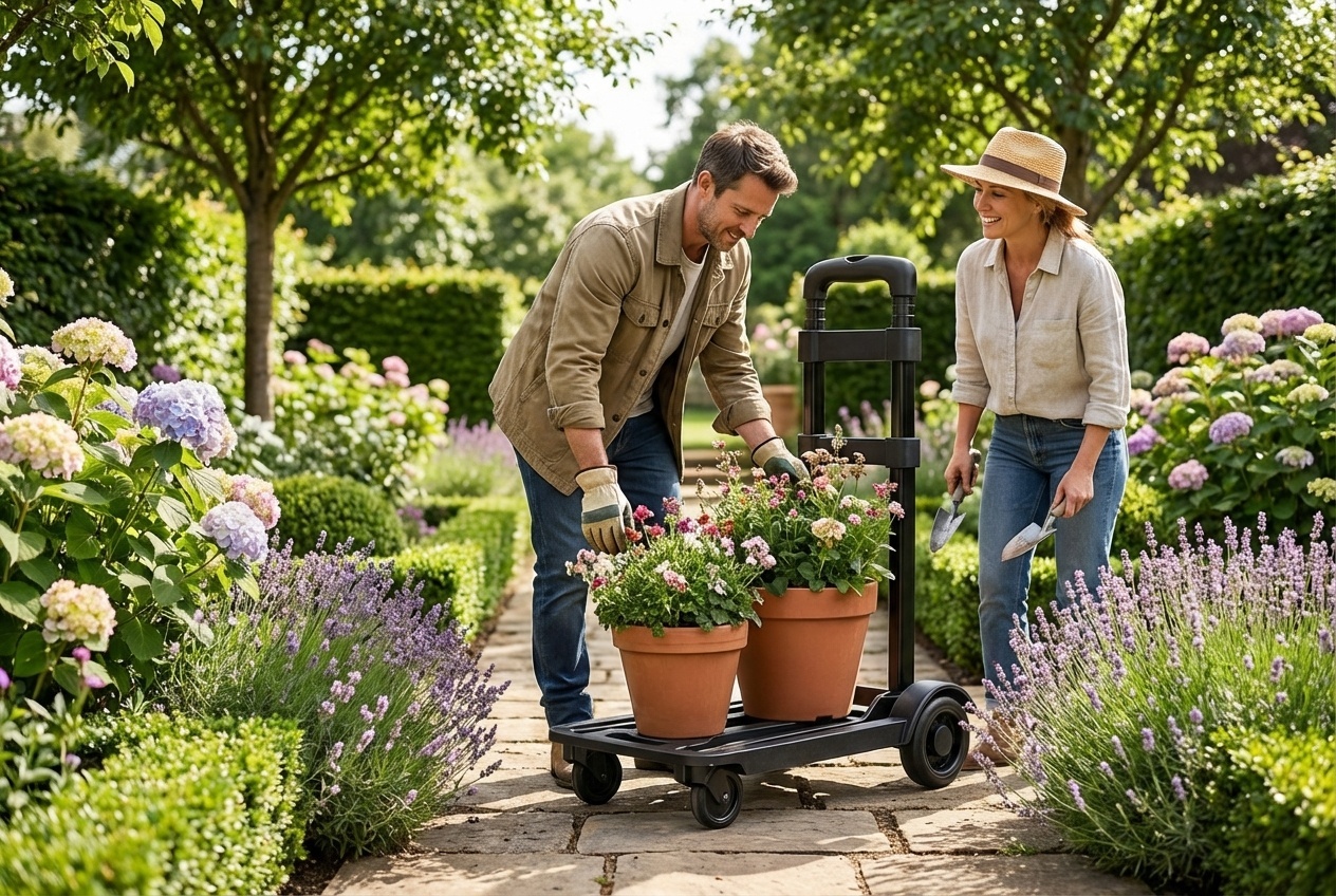 Foldable Stair-Climbing Utility Trolley - Heavy-Duty Iron Frame, Tri-Wheel, Compact Storage | Wowcher