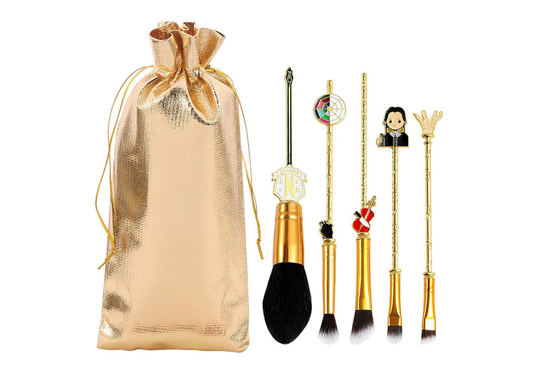 5Pcs Wednesday Addams  Makeup Brush Set – Cruelty-Free, Soft Synthetic Bristles, Unique Handles | Wowcher