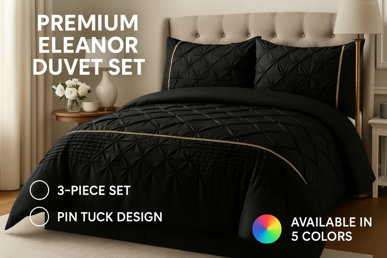 Premium Polycotton Easy-Care Eleanor Duvet Set - Modern, Machine Washable, Four Sizes, Five Colours | Wowcher