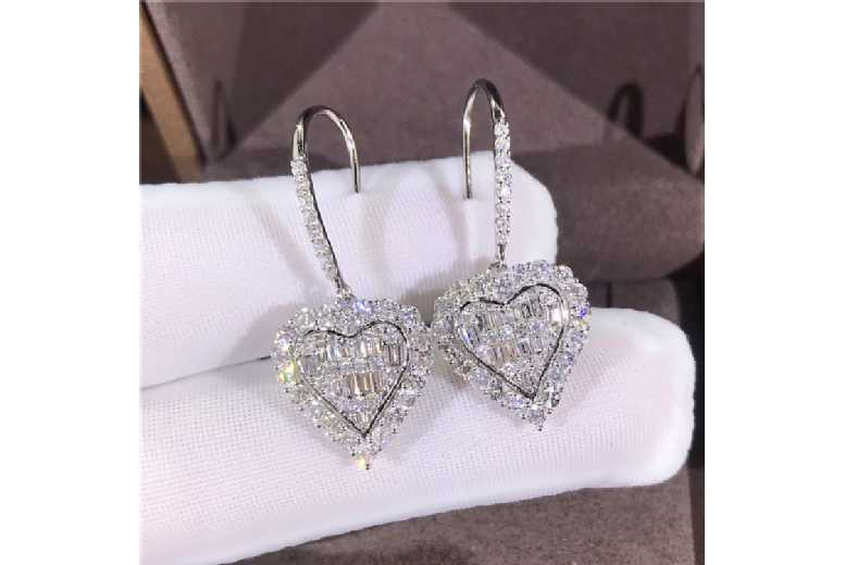 Sterling Silver Heart Crystal Drop Earrings – Lightweight, Romantic, Polished Finish | Wowcher