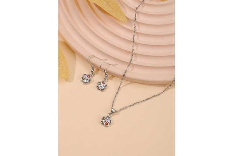 Dazzling Multi-colour Necklace & Earrings Set | Wowcher